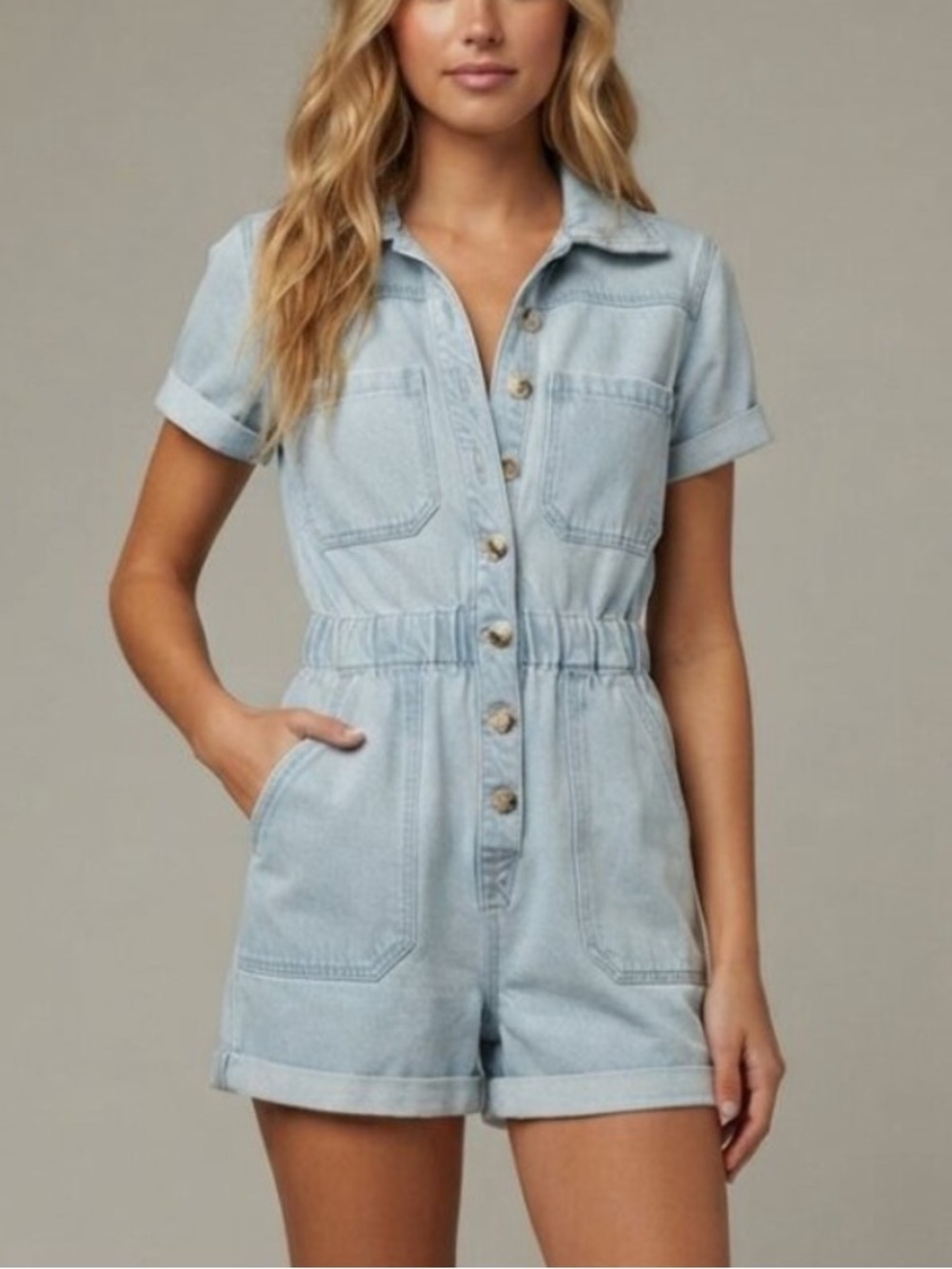 Show Me Your Mumu Dockside Cannon Button Front Romper Size XS 57046